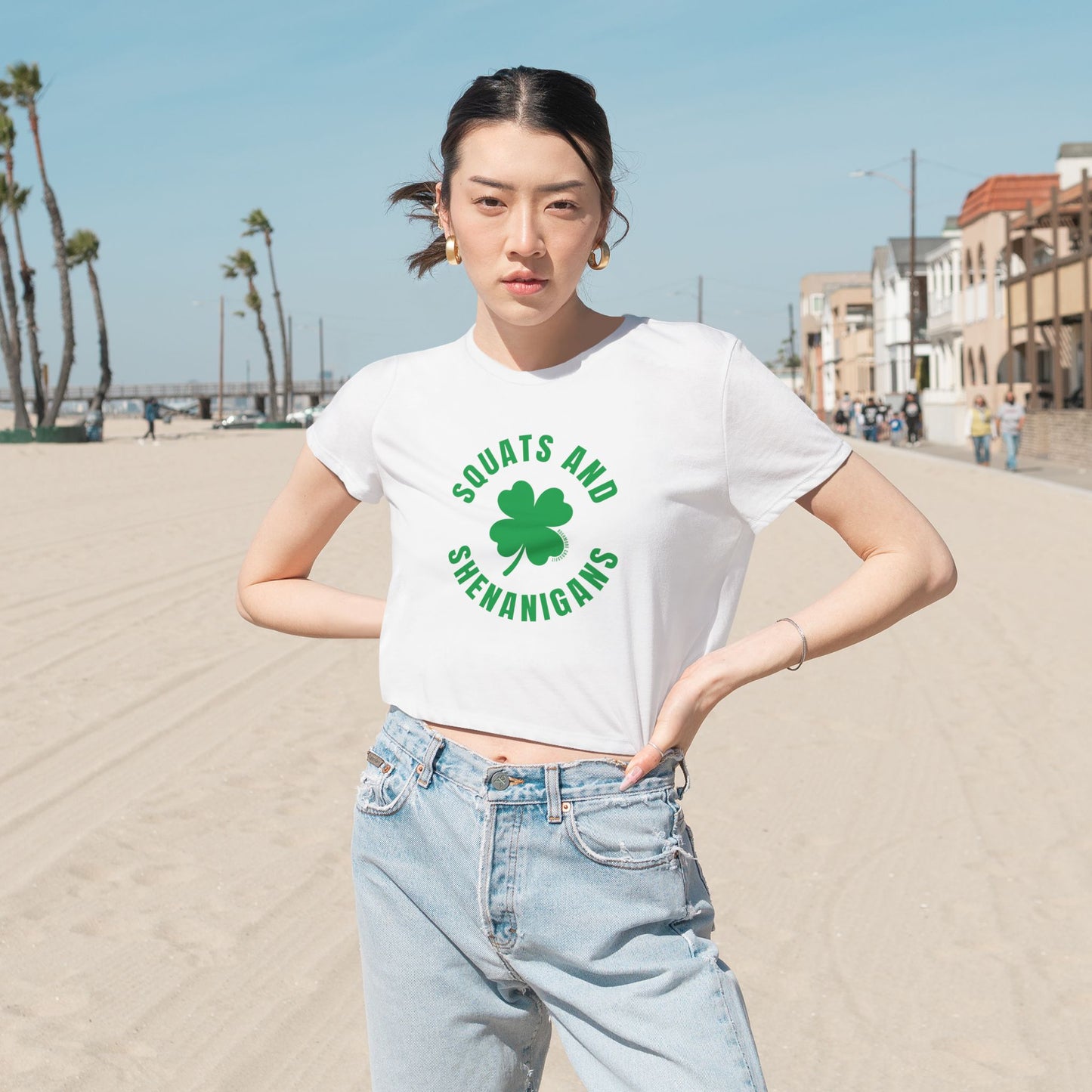 Squats & Shenanigans Flowy Cropped Tee