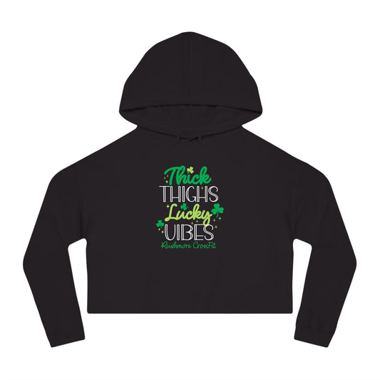 Thick Thighs & Lucky Vibes Cropped Hoodie