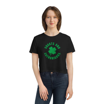 Squats & Shenanigans Flowy Cropped Tee